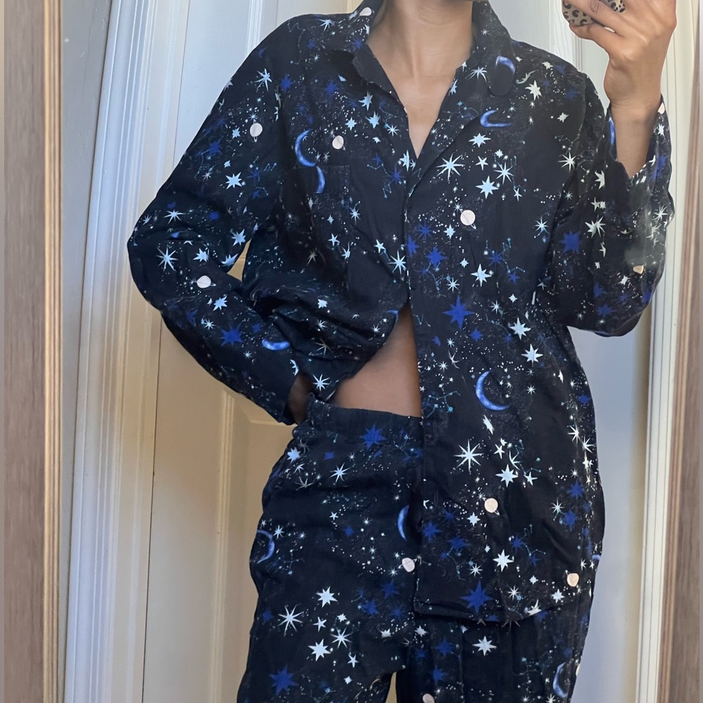 Victoria's Secret Starry Night Pajama Set - Black and Blue
